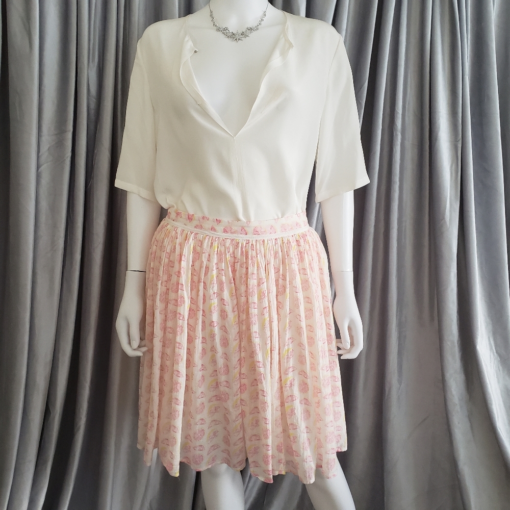 Joie Pink Lemonade Gathered A Line Skirt NWOT